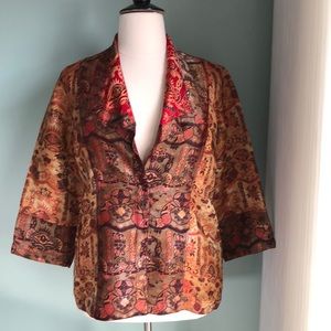 Citron 3/4 sleeve brocade jacket XL